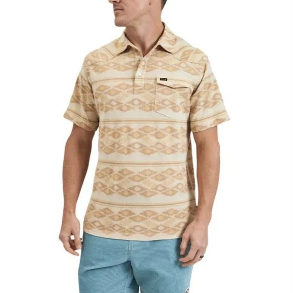 HOWLER BROTHERS Ranchero Jacquard Polo Shirt Taki Brown Rice Preppy